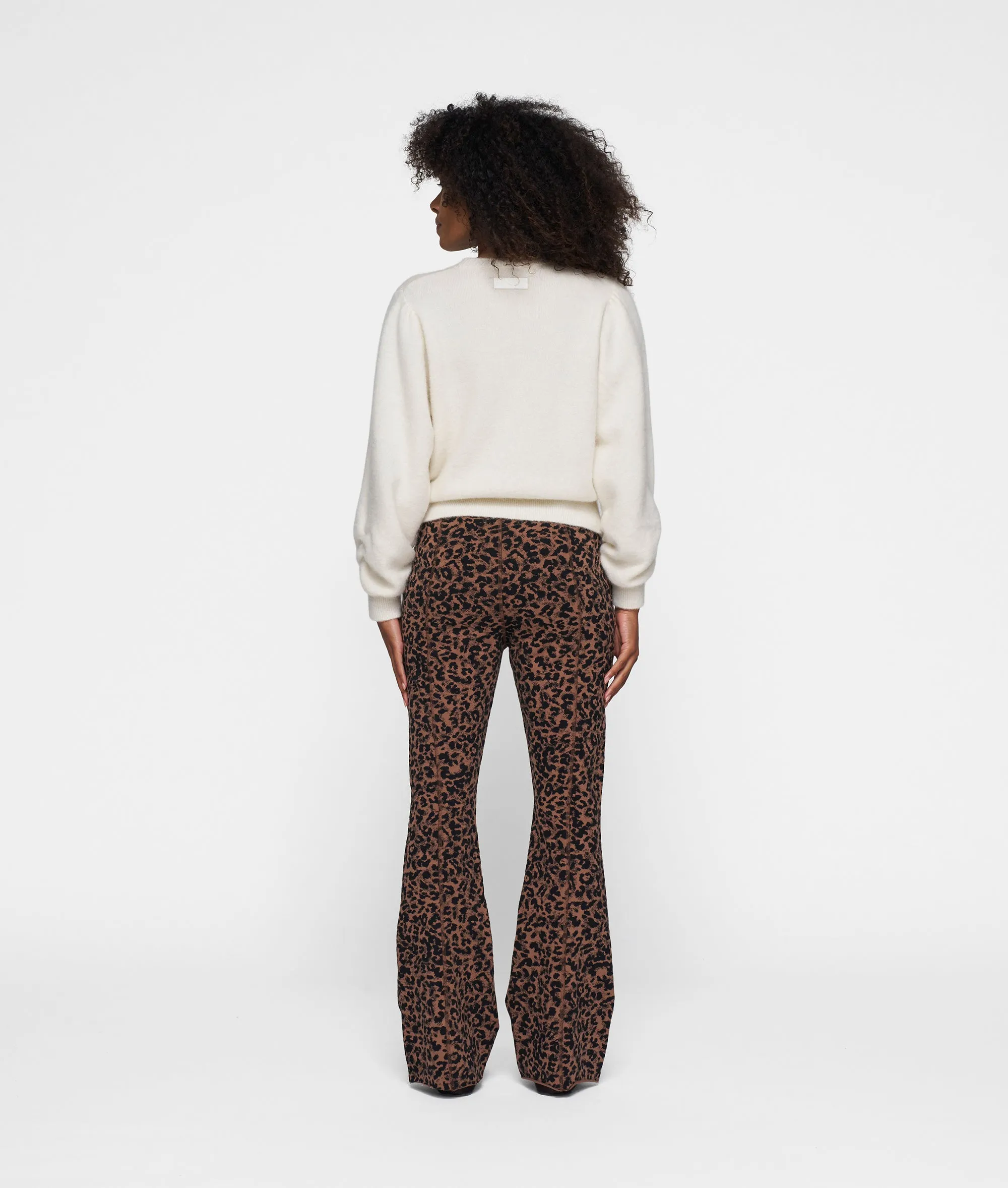 flared pants leopard | dark fudge