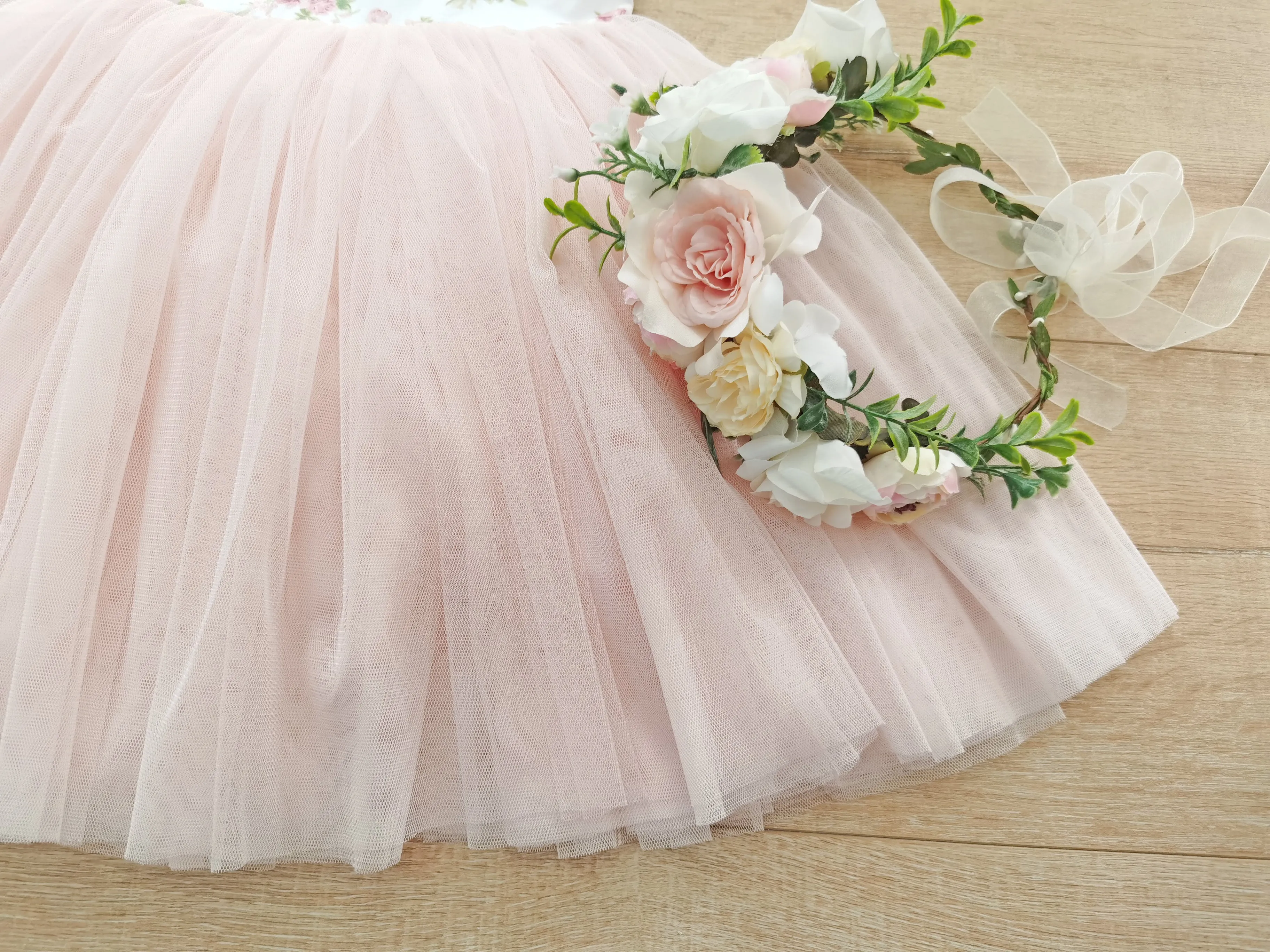 Flofallzique Floral tulle girls party dress pink toddler tutu birthday wedding cute baby outfit