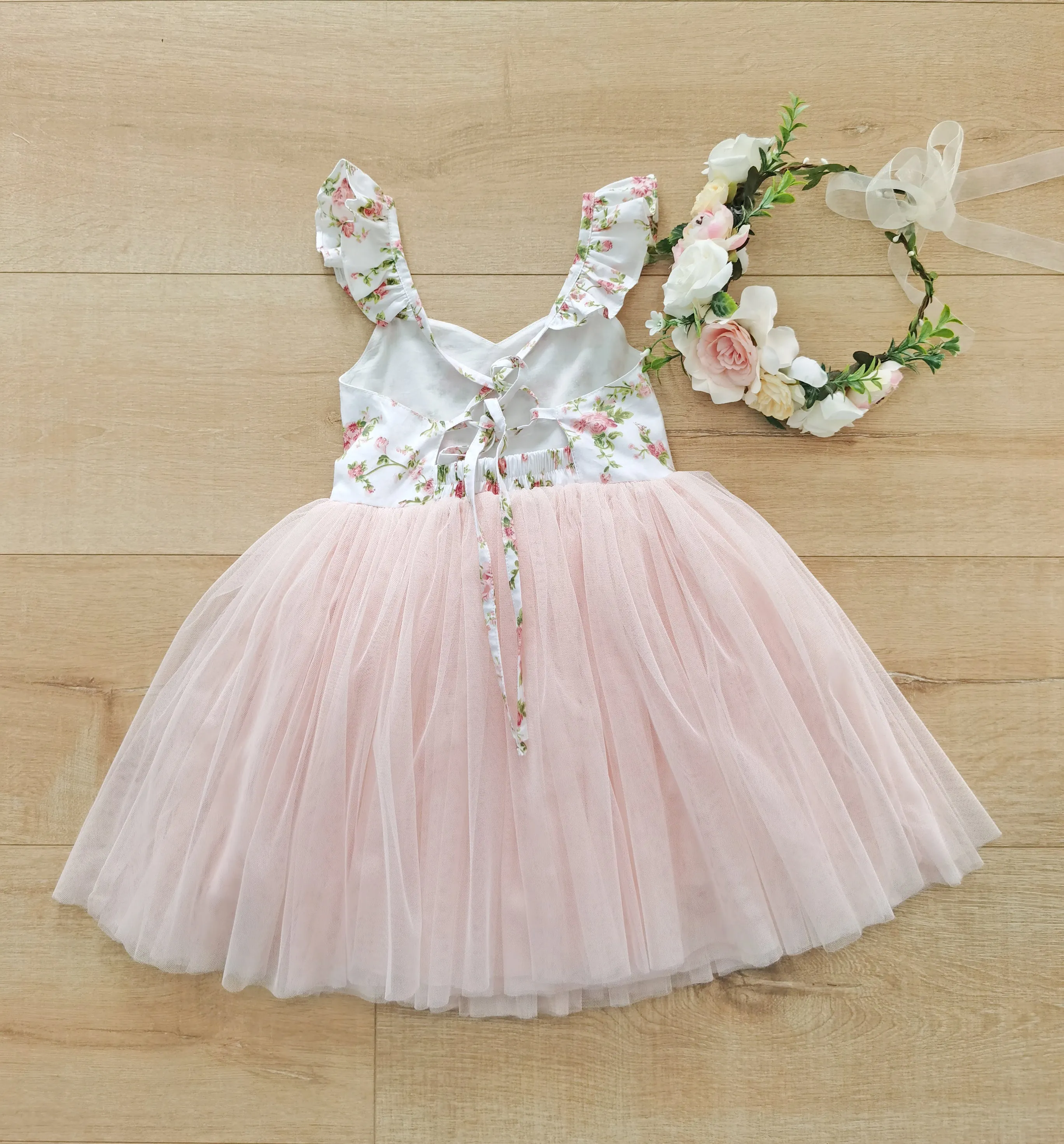 Flofallzique Floral tulle girls party dress pink toddler tutu birthday wedding cute baby outfit