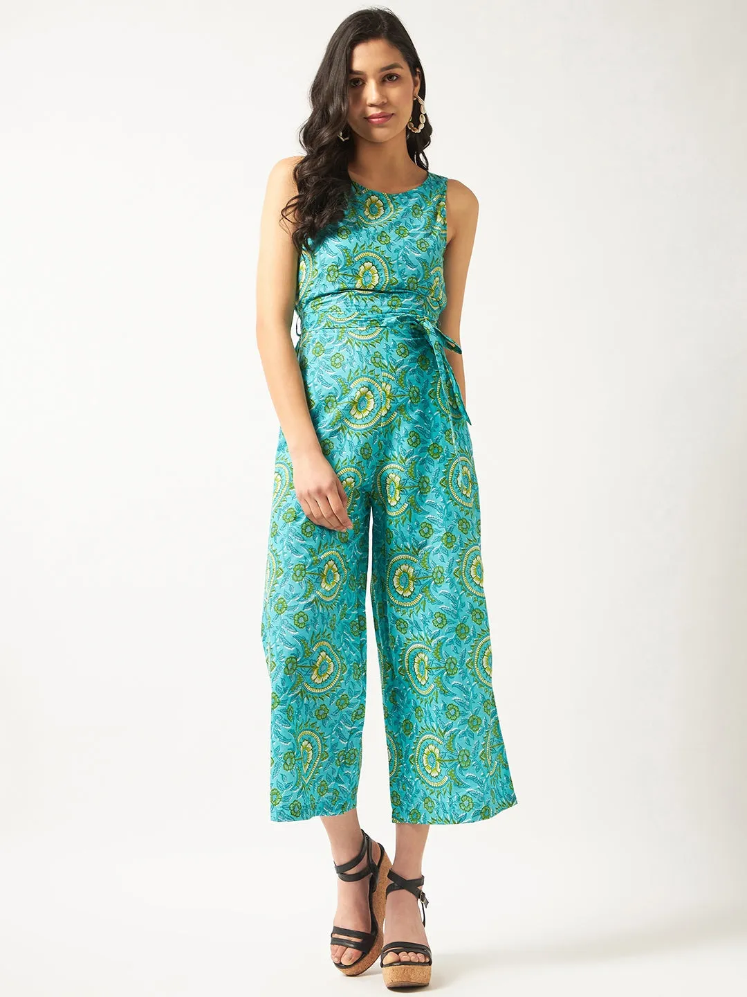 Floral Printed Sleeveless Jumpsuit