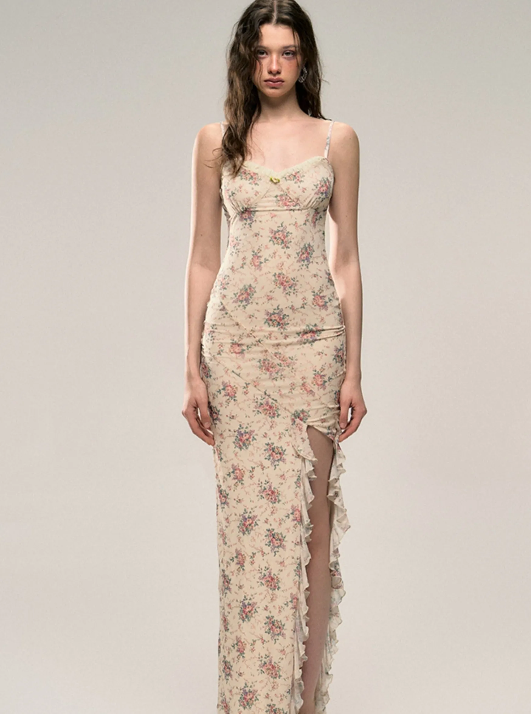 French Vintage Floral Slip Dress