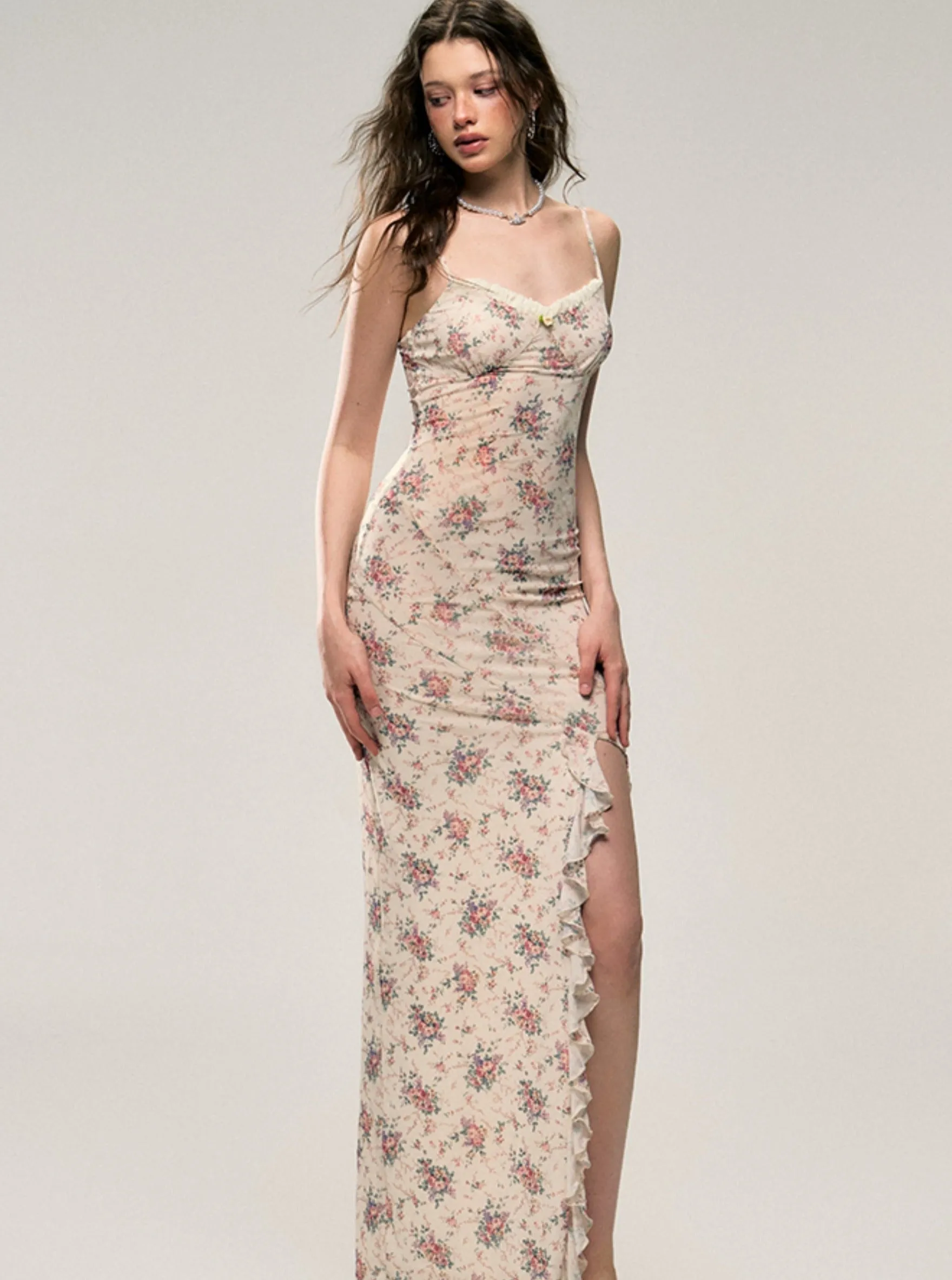 French Vintage Floral Slip Dress