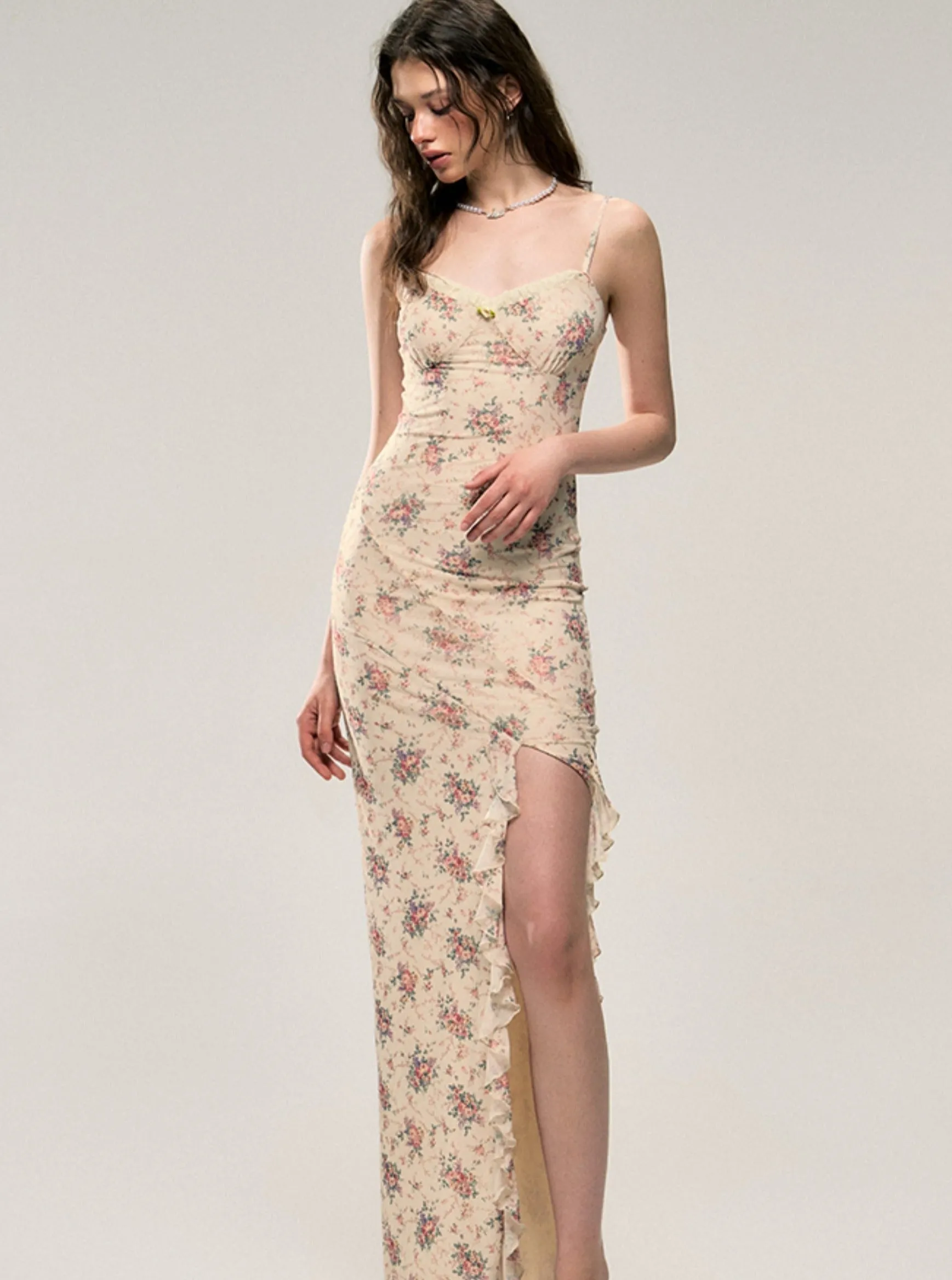 French Vintage Floral Slip Dress