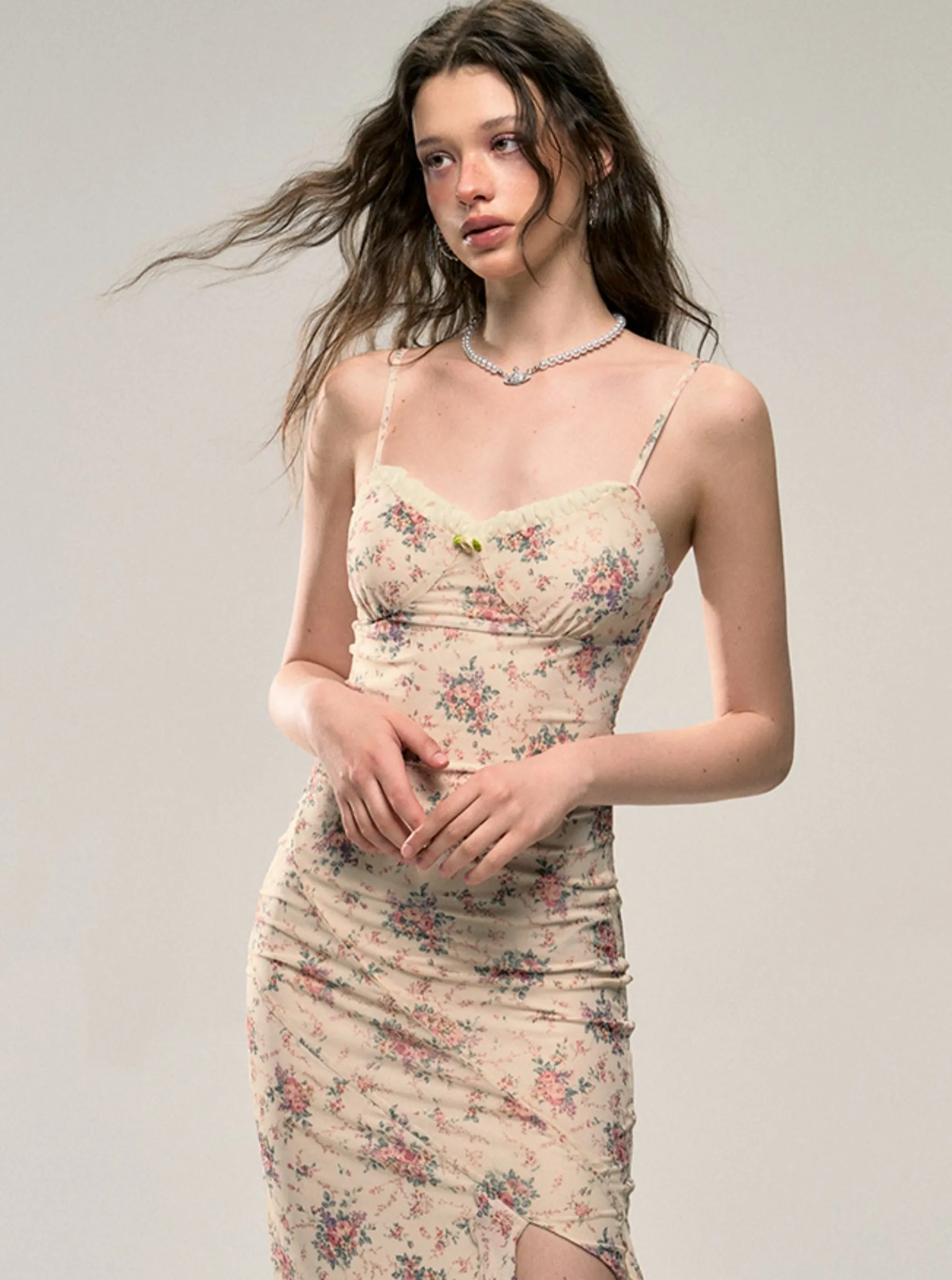 French Vintage Floral Slip Dress