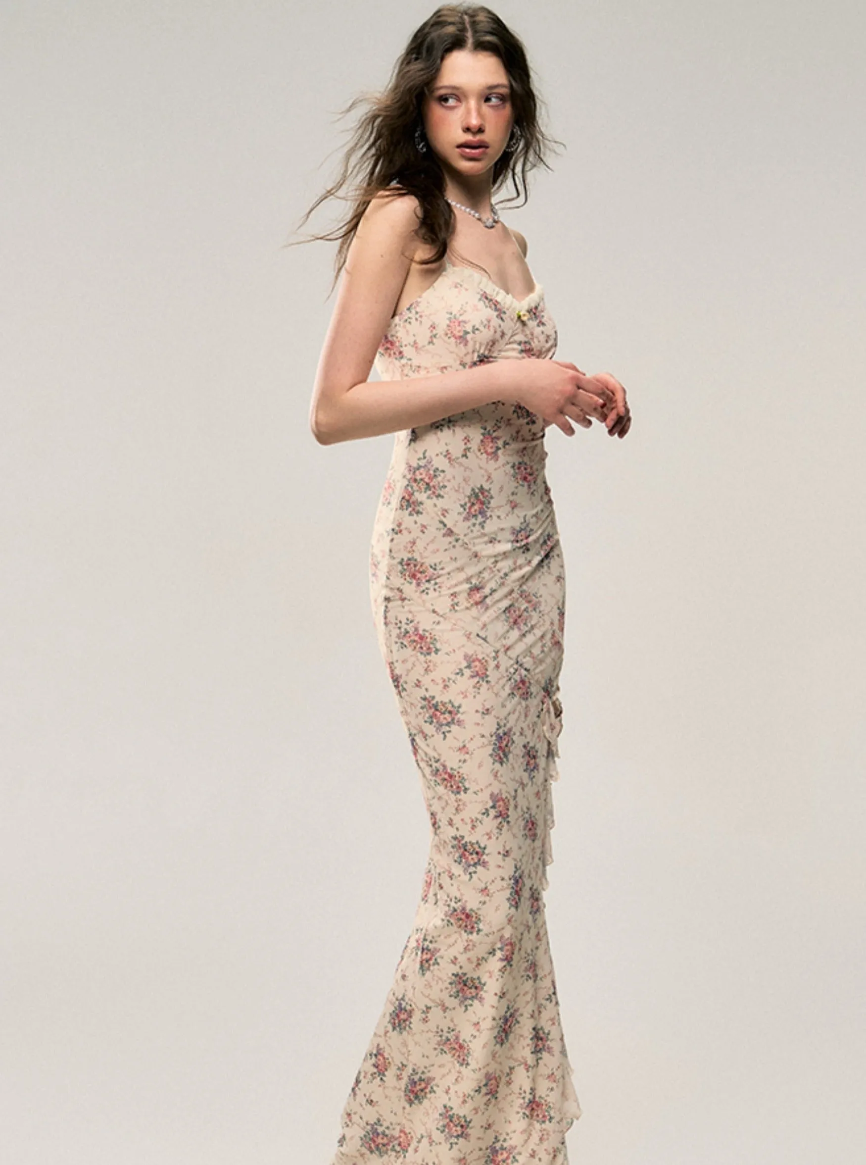 French Vintage Floral Slip Dress