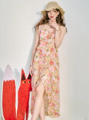 Fungus Side Slit Floral Slip Dress