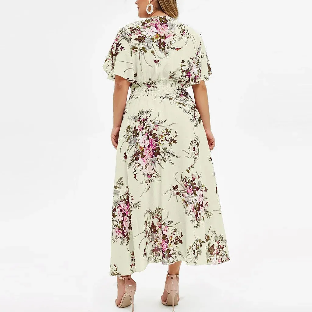 Funki Buys | Dresses | Women's Plus Floral Chiffon Flower Dress