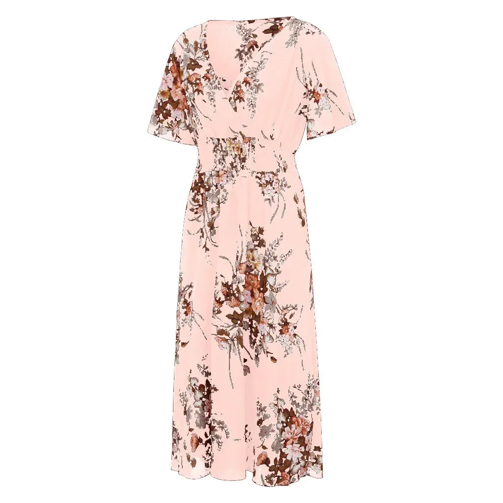 Funki Buys | Dresses | Women's Plus Floral Chiffon Flower Dress