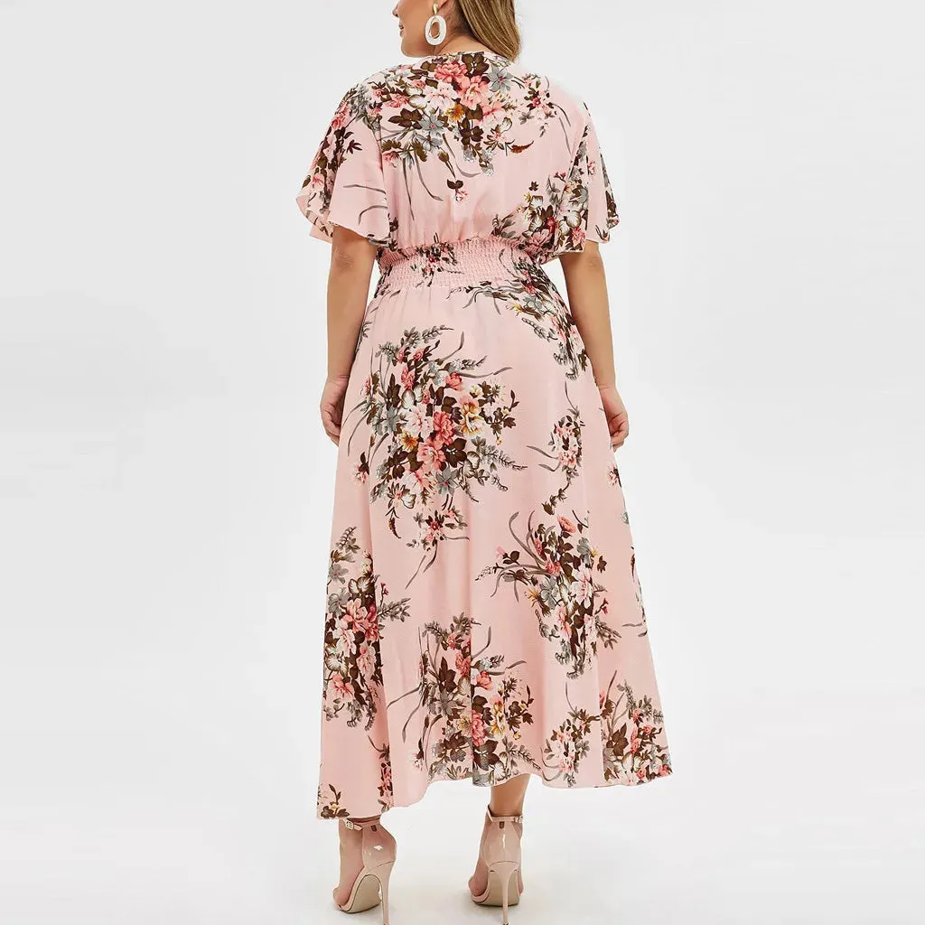 Funki Buys | Dresses | Women's Plus Floral Chiffon Flower Dress