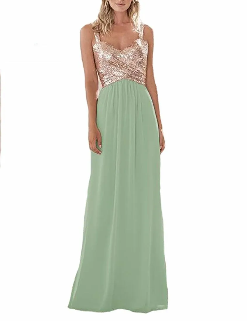 Funki Buys | Dresses | Women's Sequin Prom Bridesmaid Dress