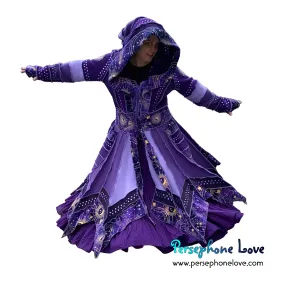 “Galaxien” Purple pixie felted 90% cashmere/10% wool/fleece Katwise-inspired sequin sweatercoat-2577