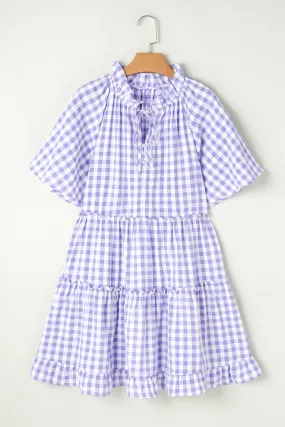 Gingham Plaid Ruffle Spring Mini Dress