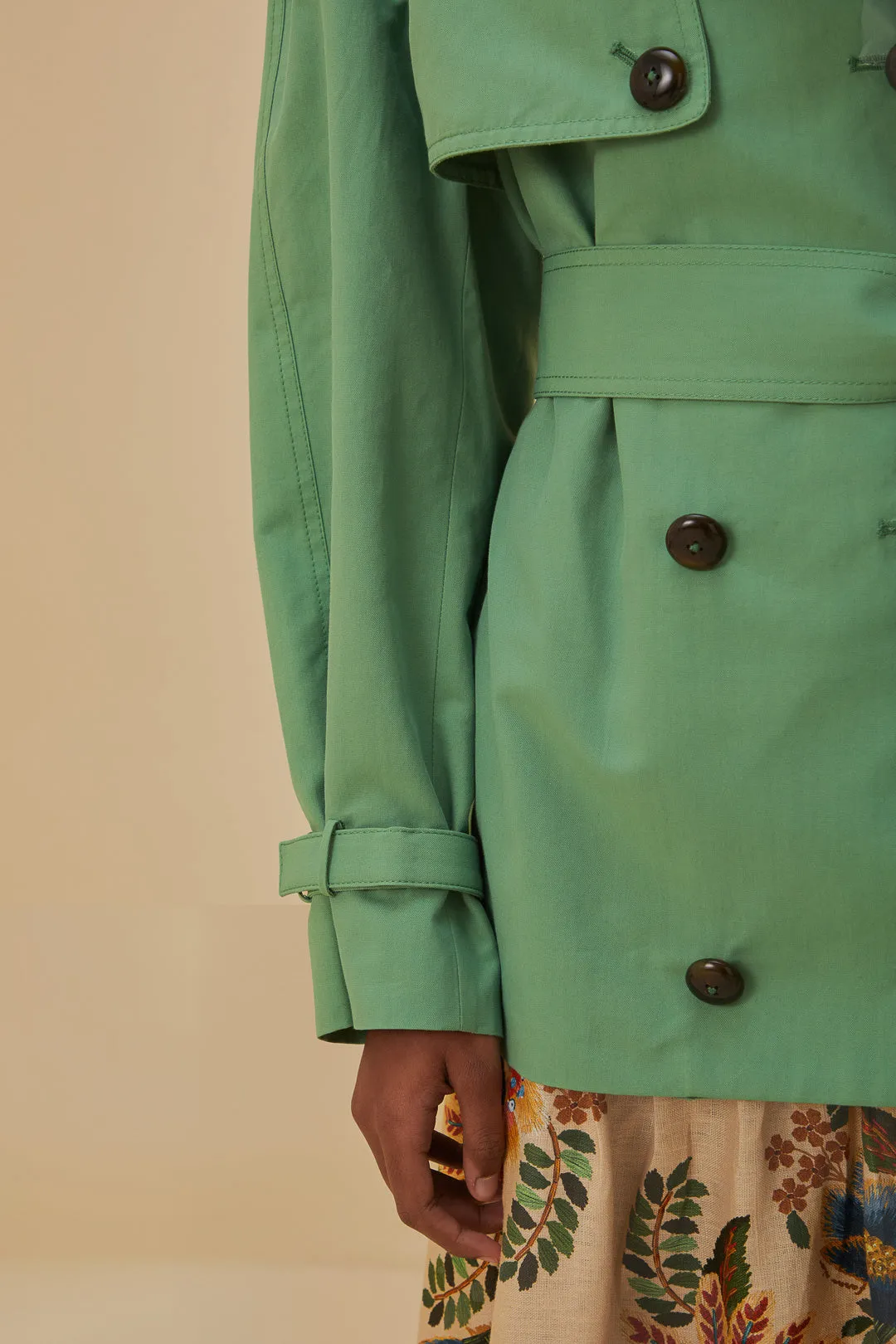 Green Short Trench Coat