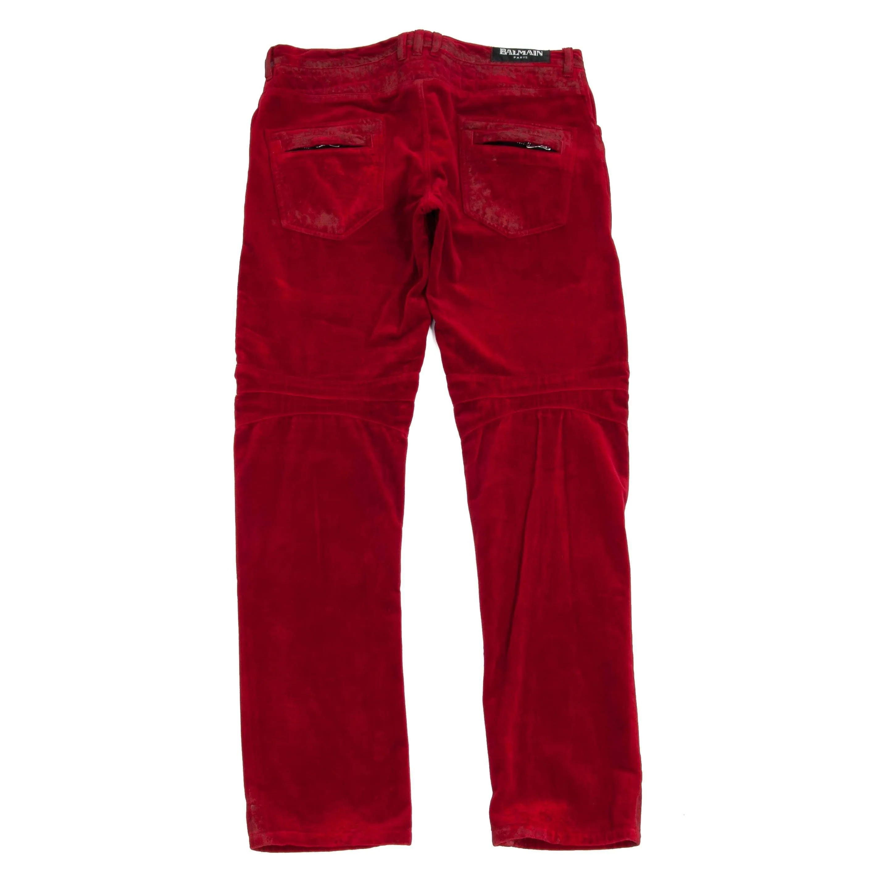 Gridded Waxed Velvet Biker Jeans