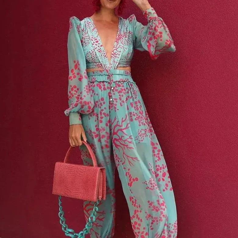 Halsey Floral Print Harem Jumpsuit