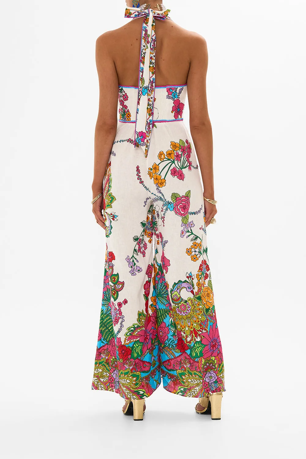 HALTERNECK JUMPSUIT WITH TIE NECK COSMIC PRAIRIE