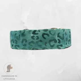 Handmade Dog Collar | Mint Cheetah | Width: 15-20-25-30-40-50 mm