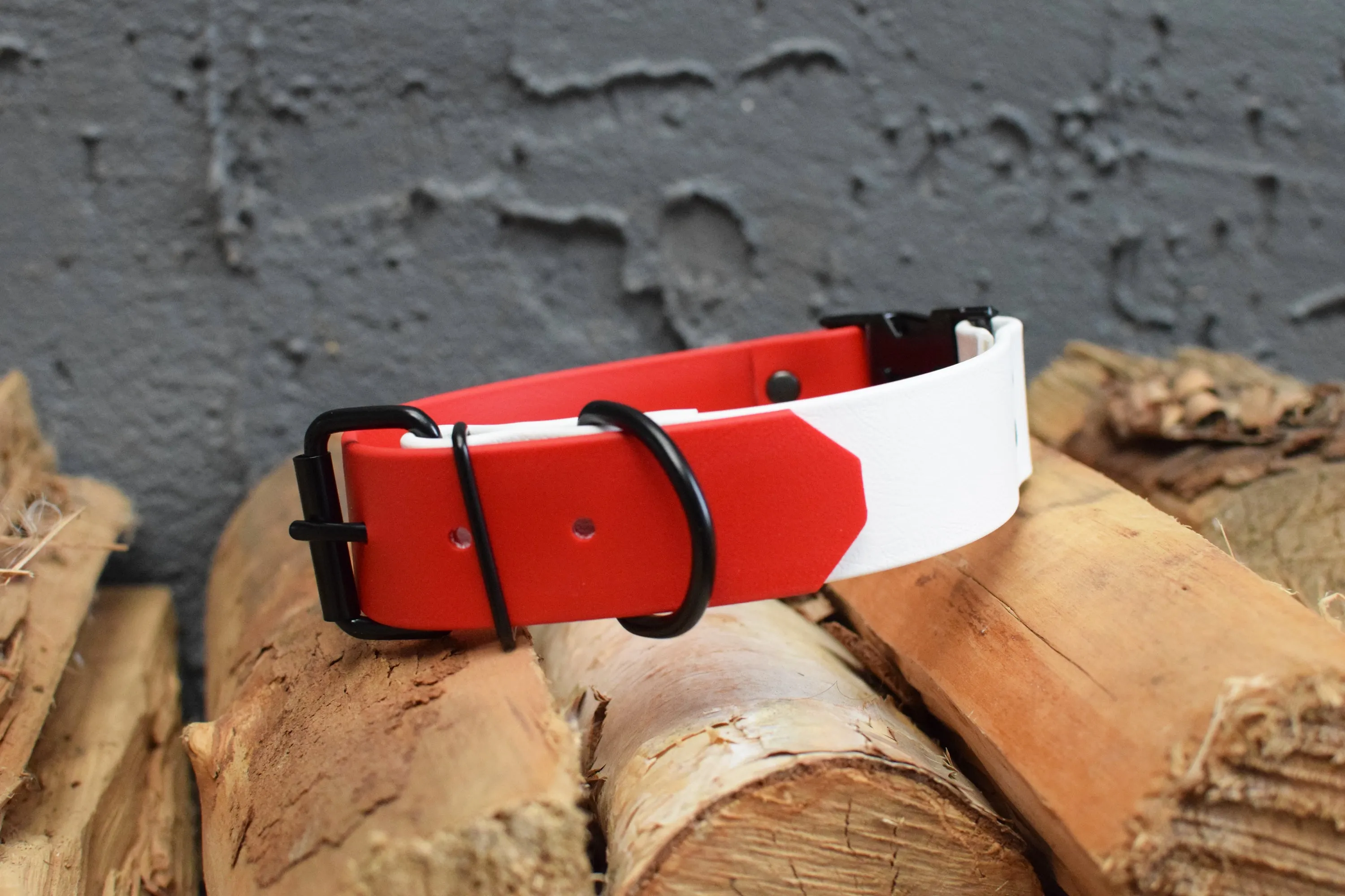 HARDWARE RETIREMENT SALE - LUCI COLLECTION - Red & White Biothane Dog Collar