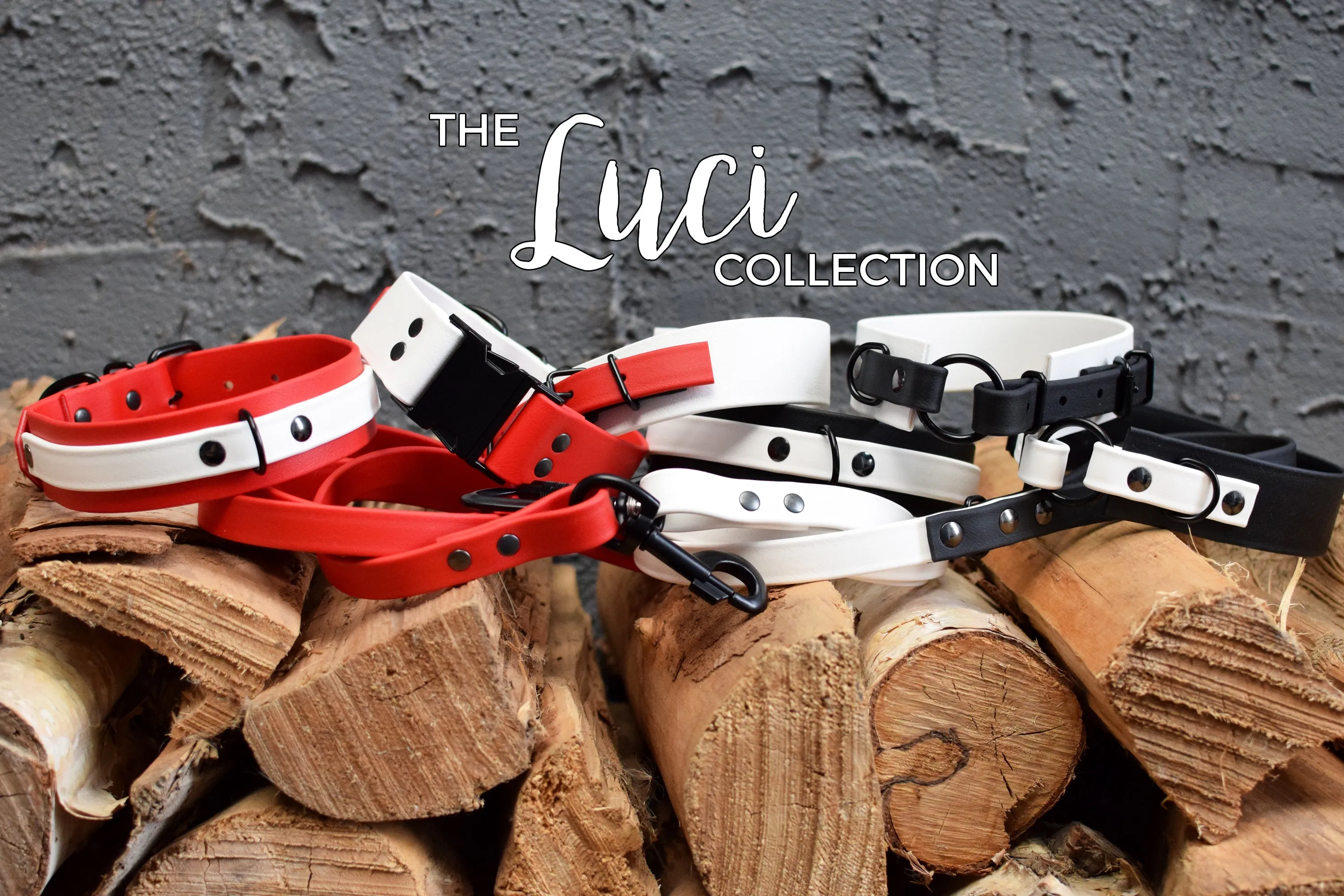 HARDWARE RETIREMENT SALE - LUCI COLLECTION - Red & White Biothane Dog Collar