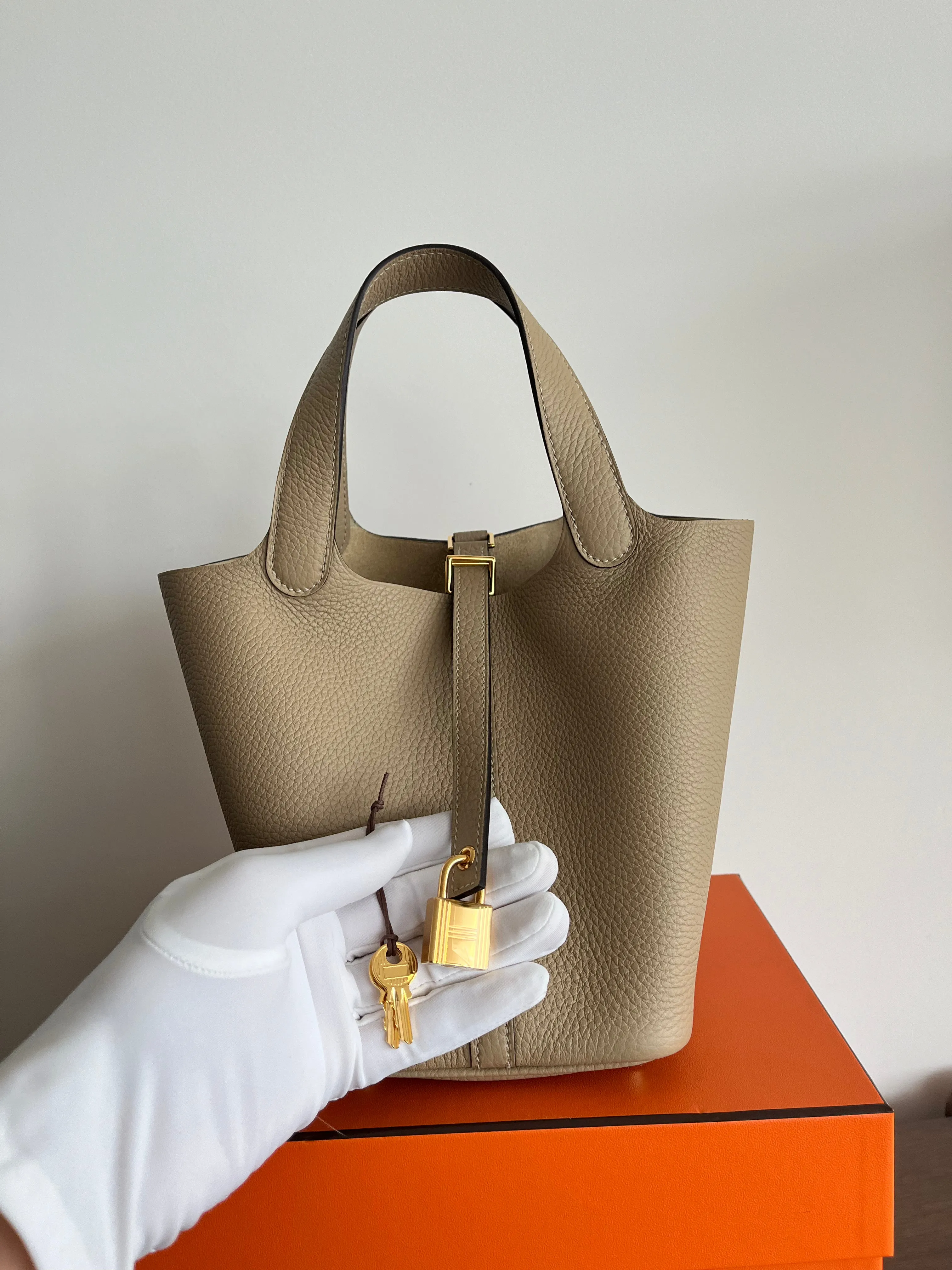 Hermès Picotin 18cm Trench Clemence GHW