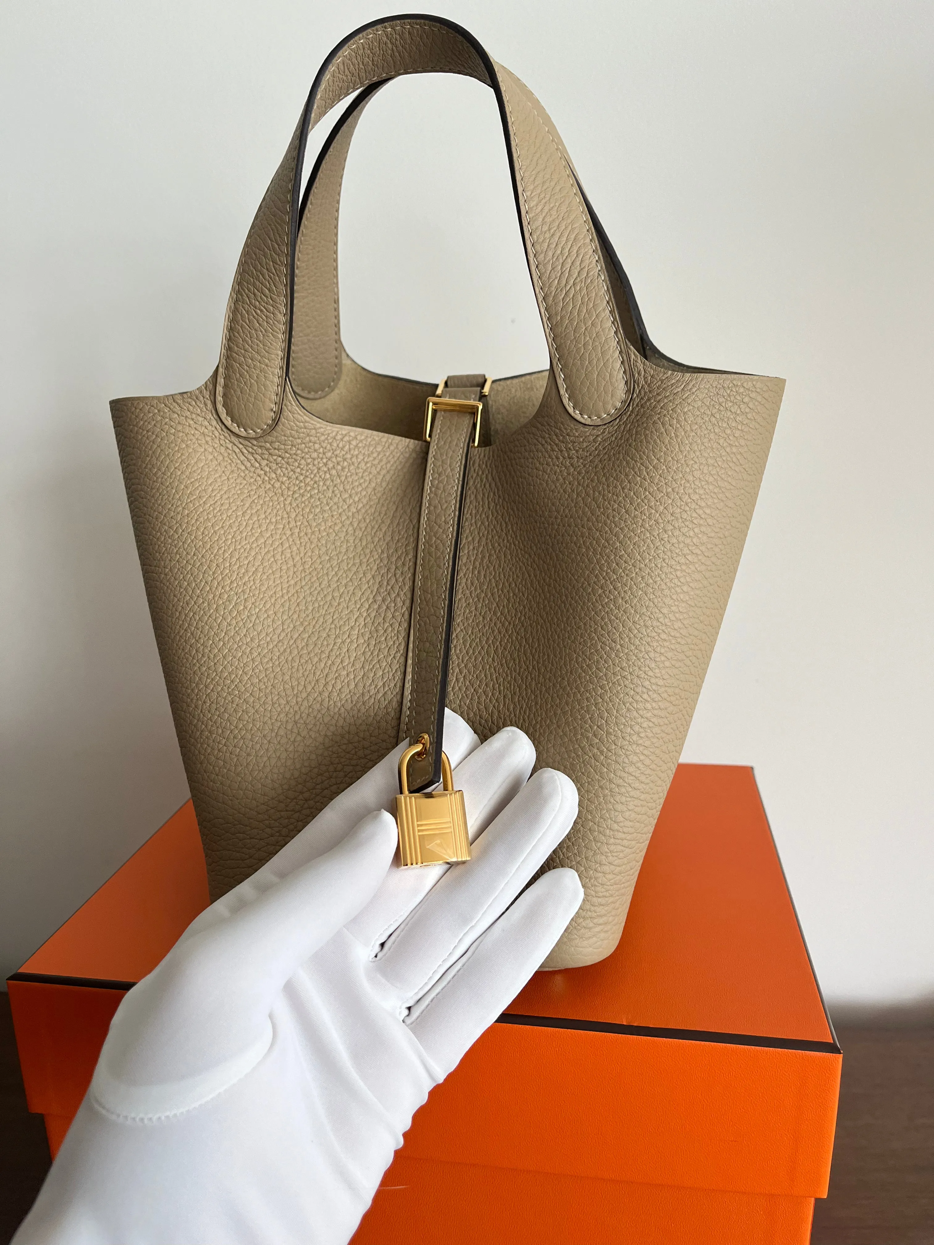 Hermès Picotin 18cm Trench Clemence GHW