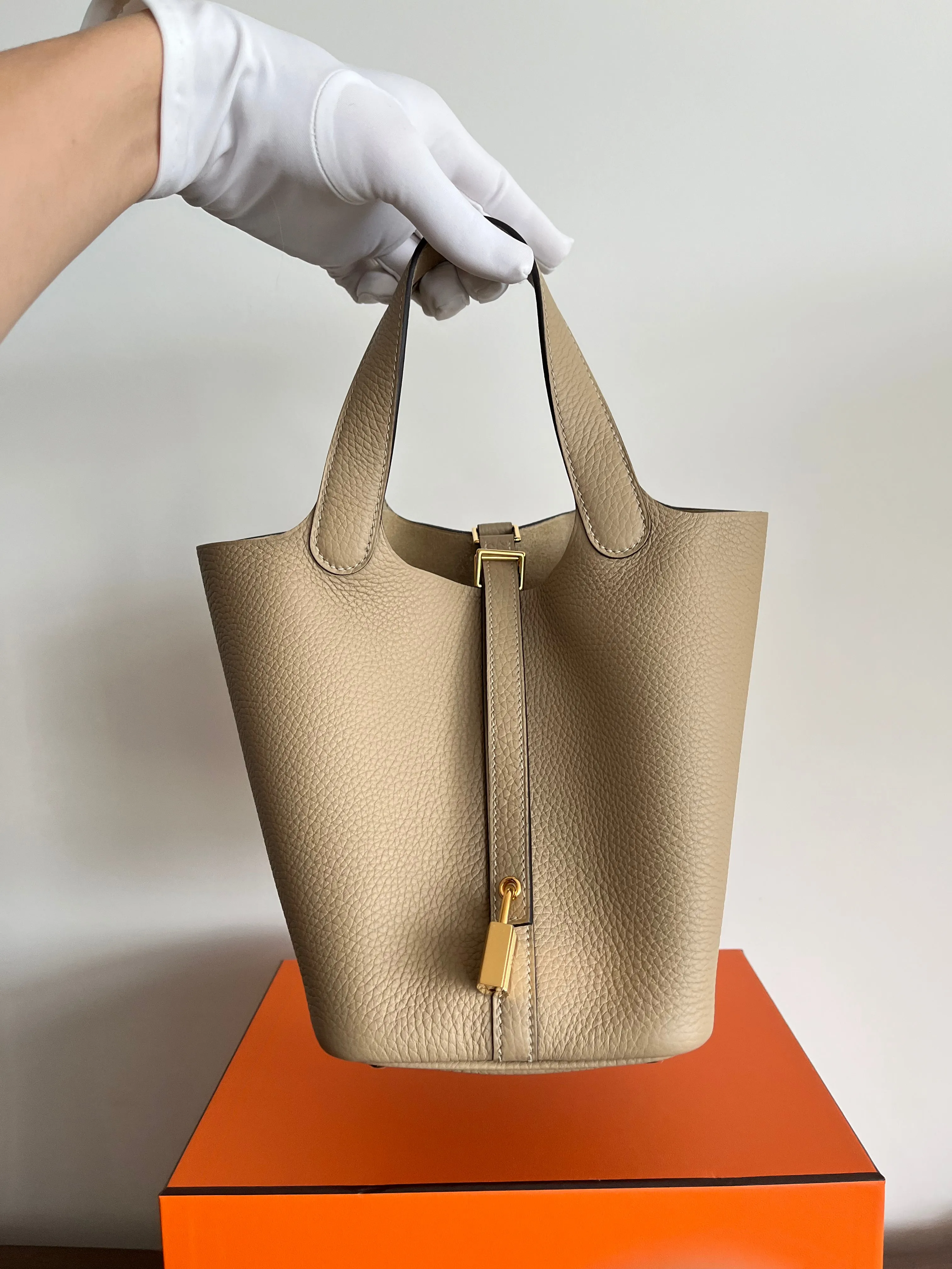 Hermès Picotin 18cm Trench Clemence GHW