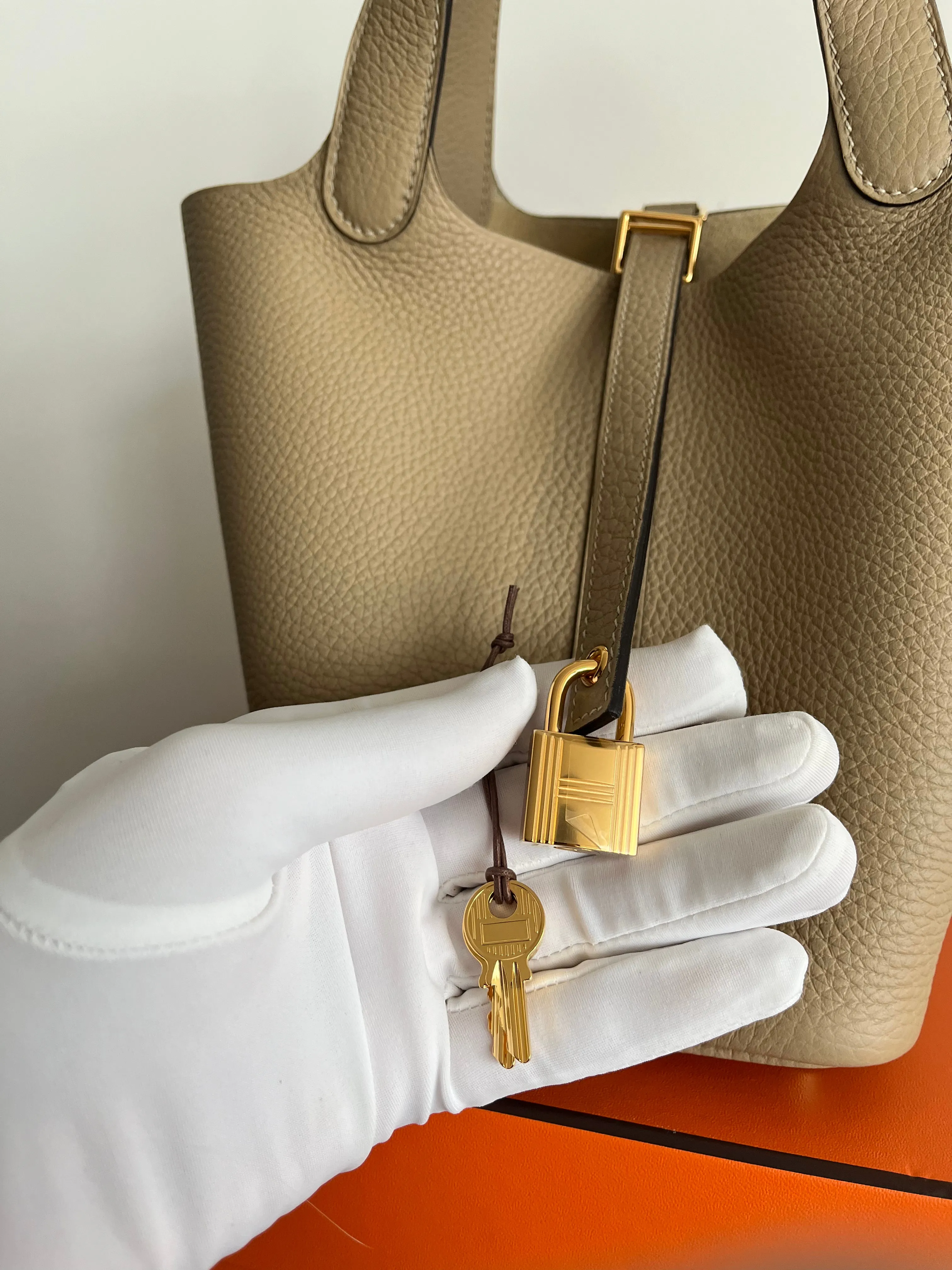 Hermès Picotin 18cm Trench Clemence GHW