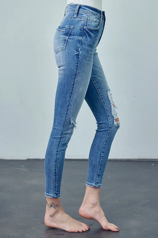 HIGH RISE ANKLE SKINNY JEANS