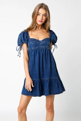 Jessie Dark Denim Babydoll Mini Dress