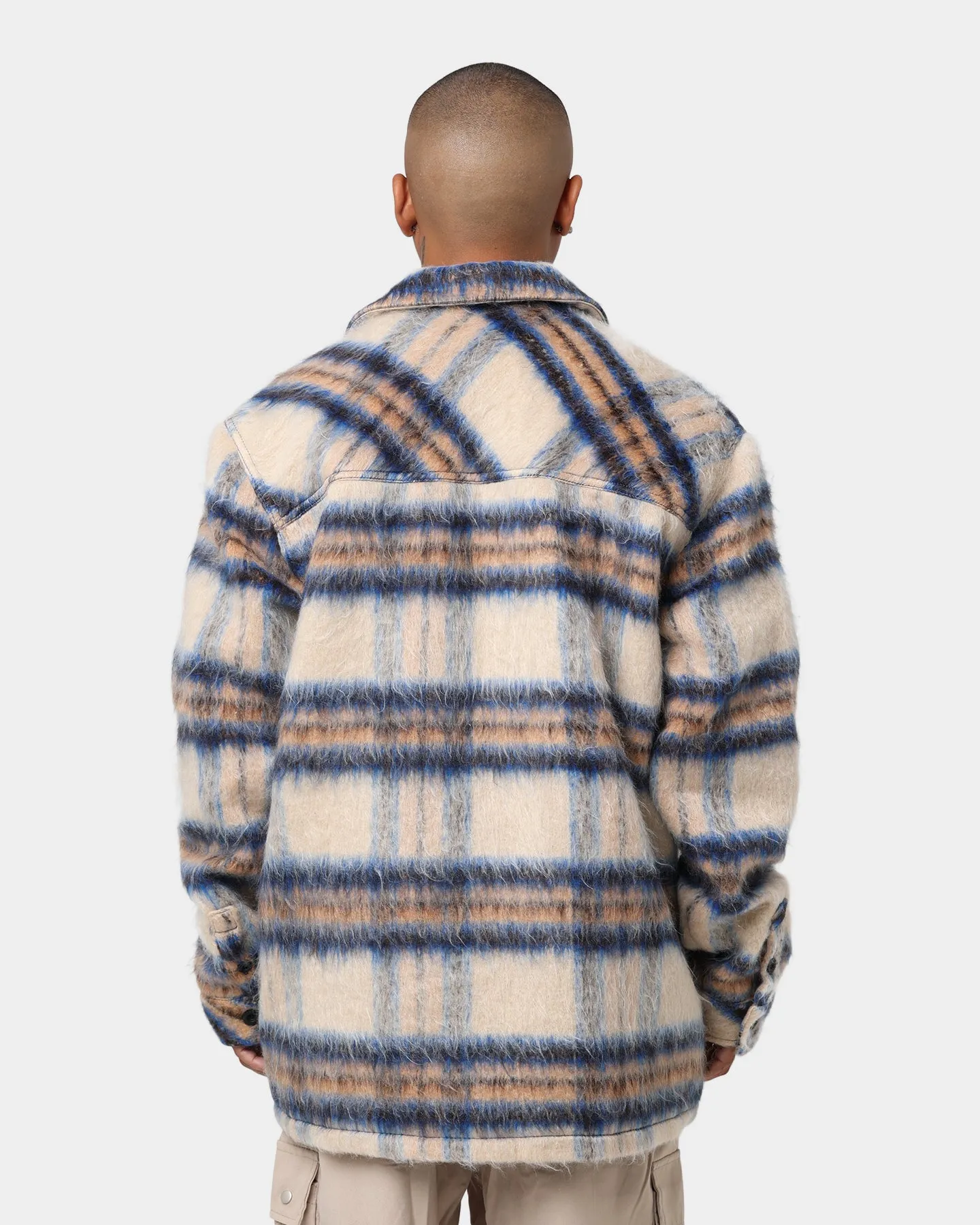 Karl Kani Chest Signature Check Wool Blend Jacket Sand