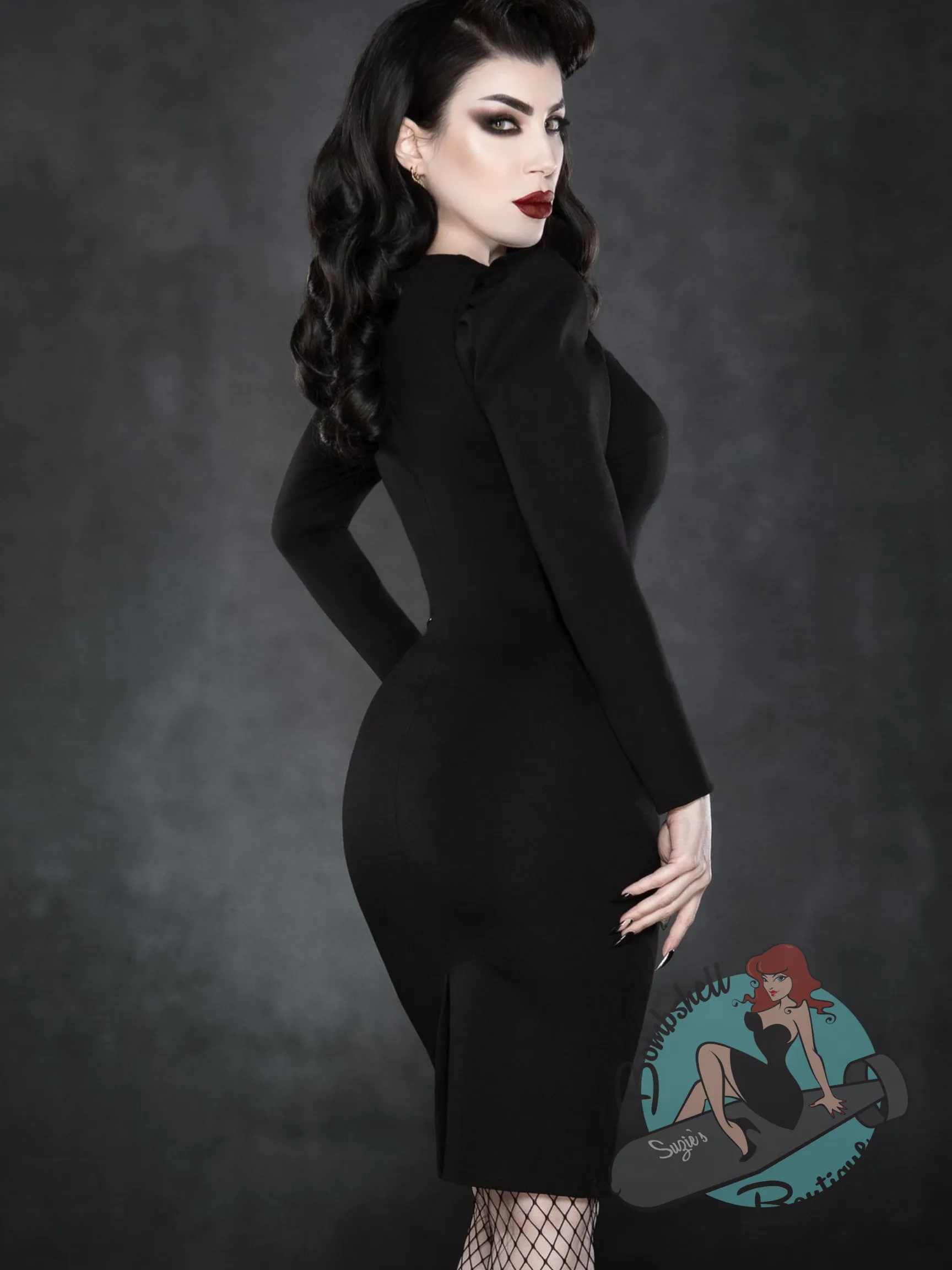 Katakomb Black Knit Pencil Dress