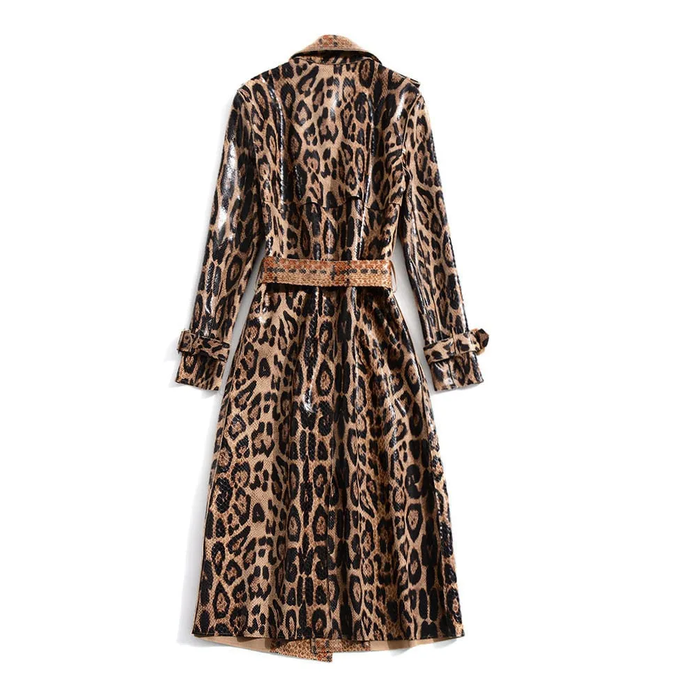 Leopard Print Trench Coat