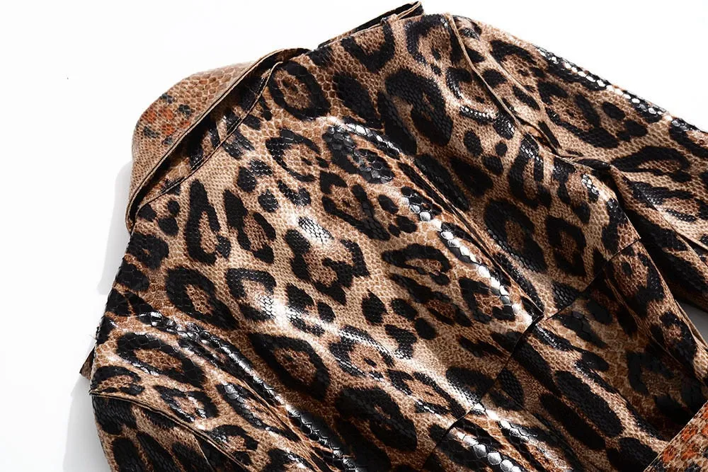 Leopard Print Trench Coat