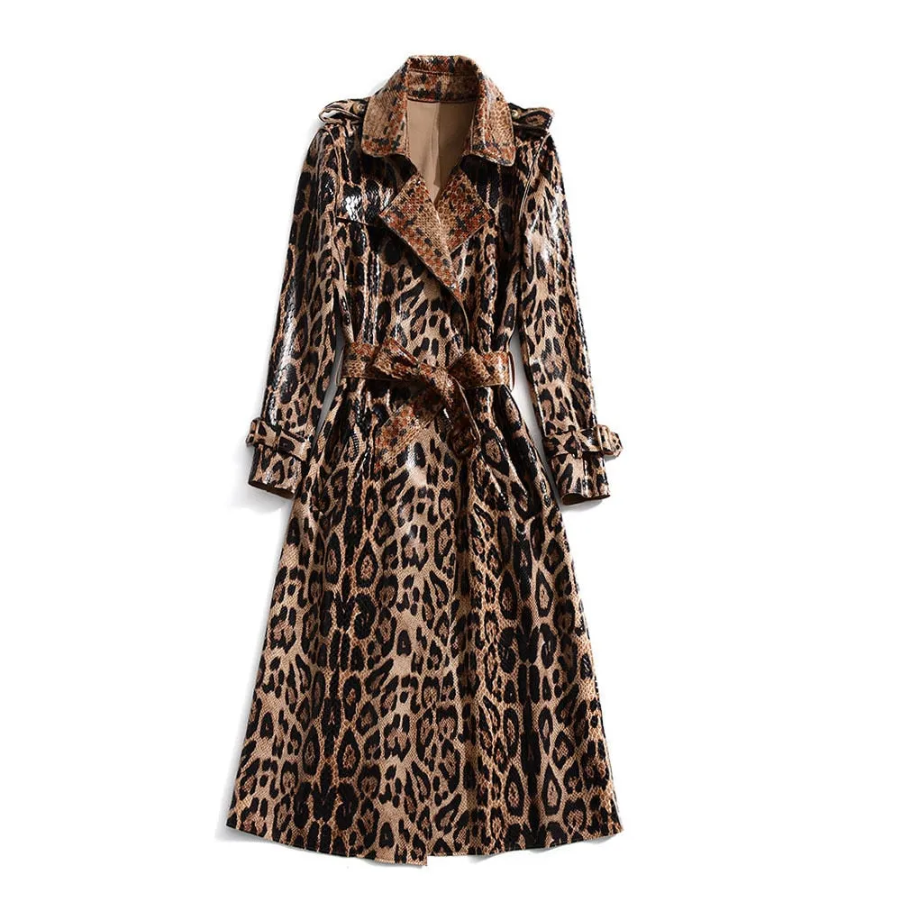 Leopard Print Trench Coat