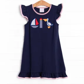 Lookout Lady Applique Dress, Navy