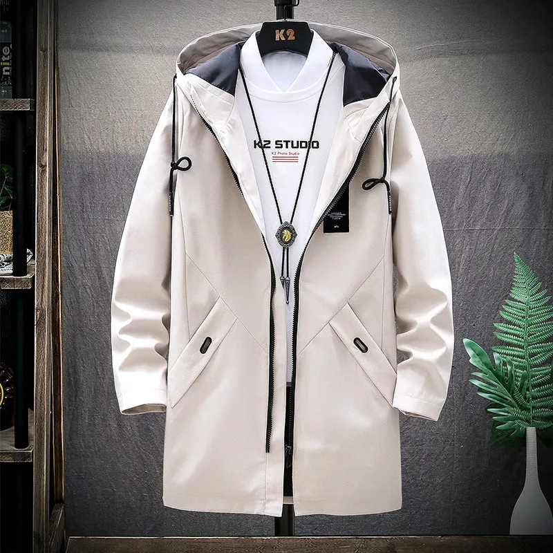 Loose Hooded Casual Trench Coat