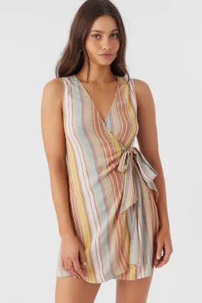 MAIZIE STRIPE WRAP MINI DRESS