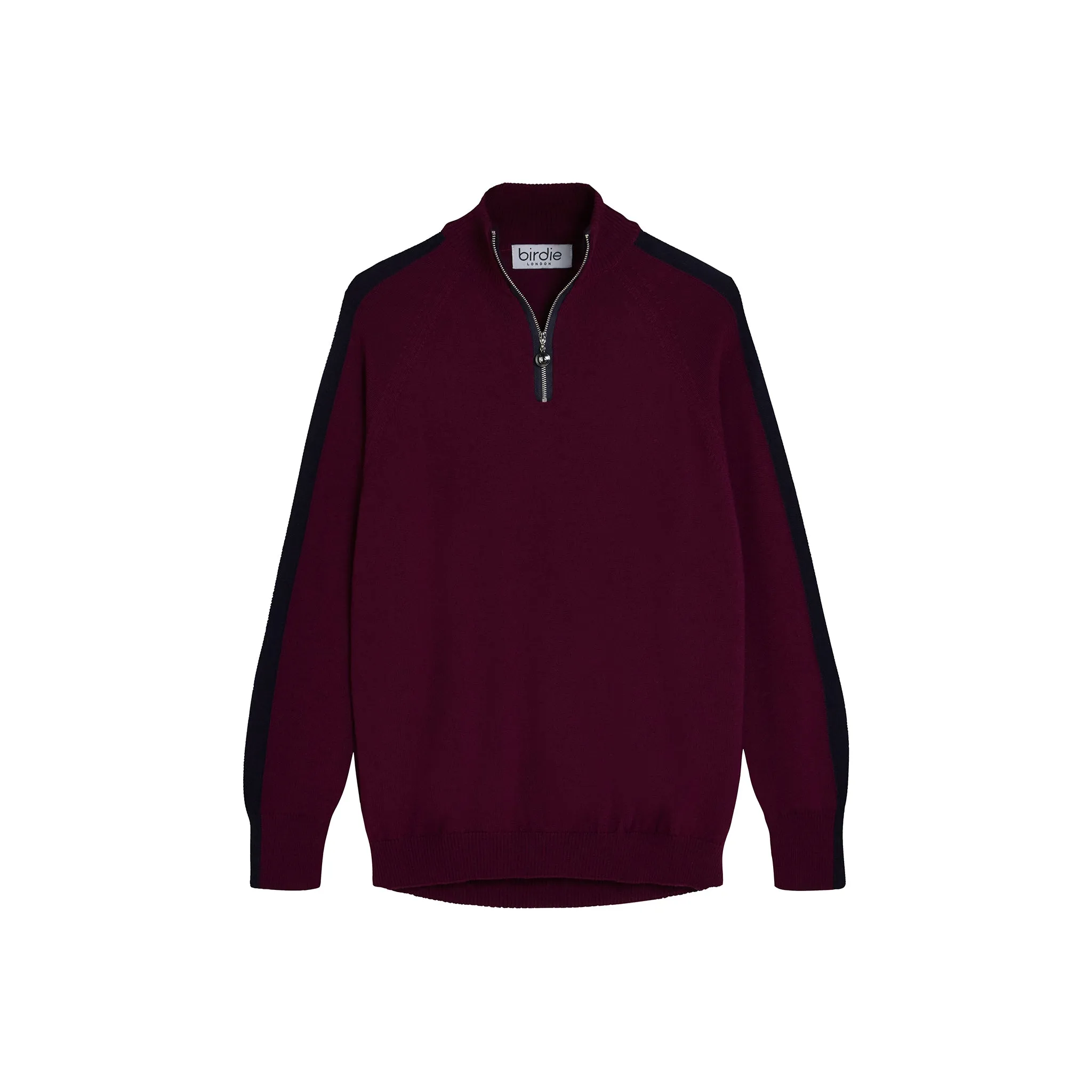 Mens Birdie 10 zip Jumper in damson & navy