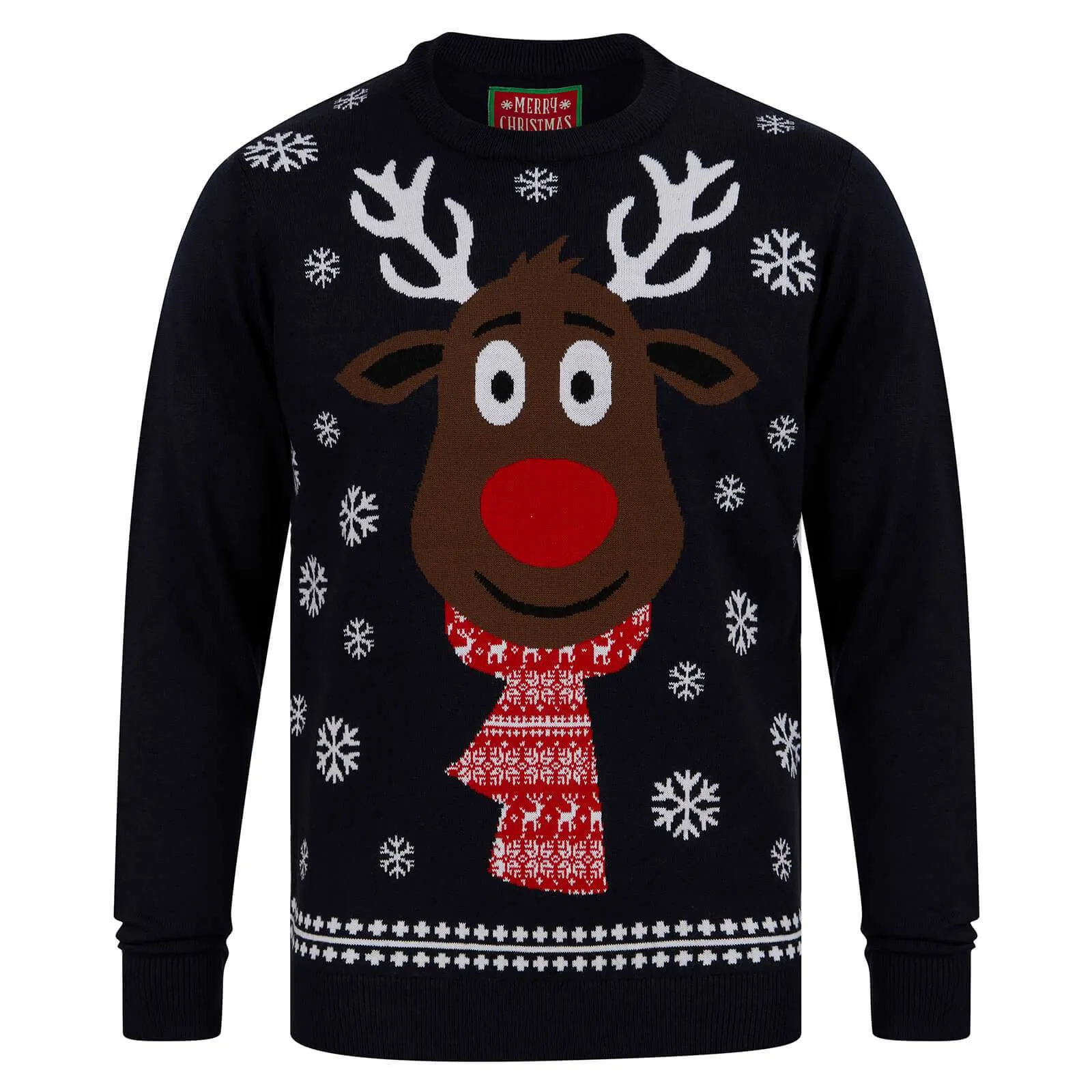 Mens Festive Scarf Rudolph Reindeer Christmas Jumper