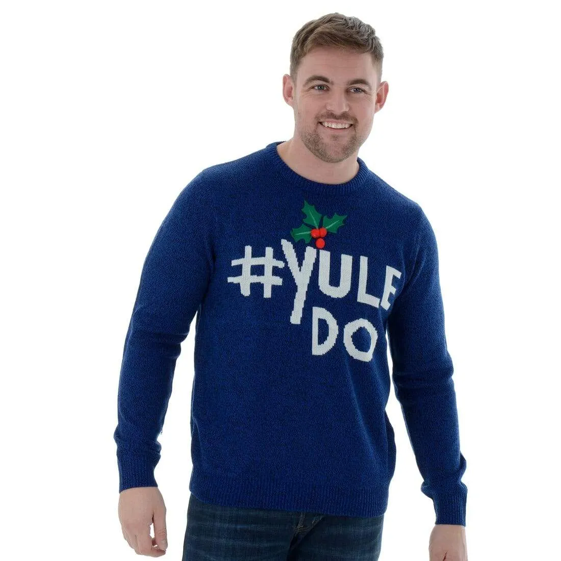 Mens Funny Novelty Knitted Blue Christmas Jumper #Yule Do