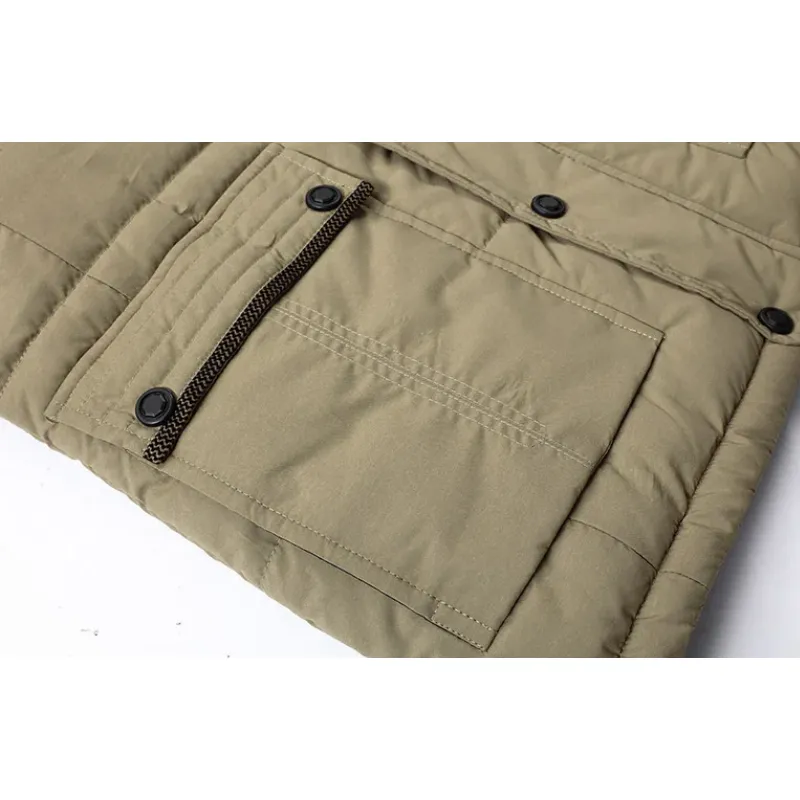 Men's water-repellent parka jacket with fleece lining