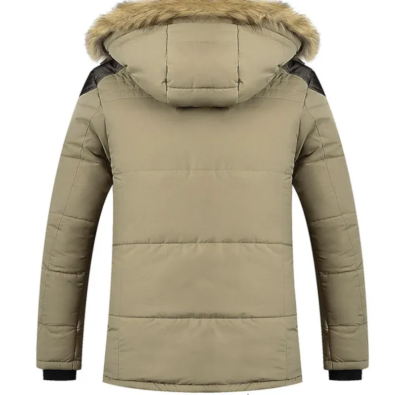 Men's water-repellent parka jacket with fleece lining