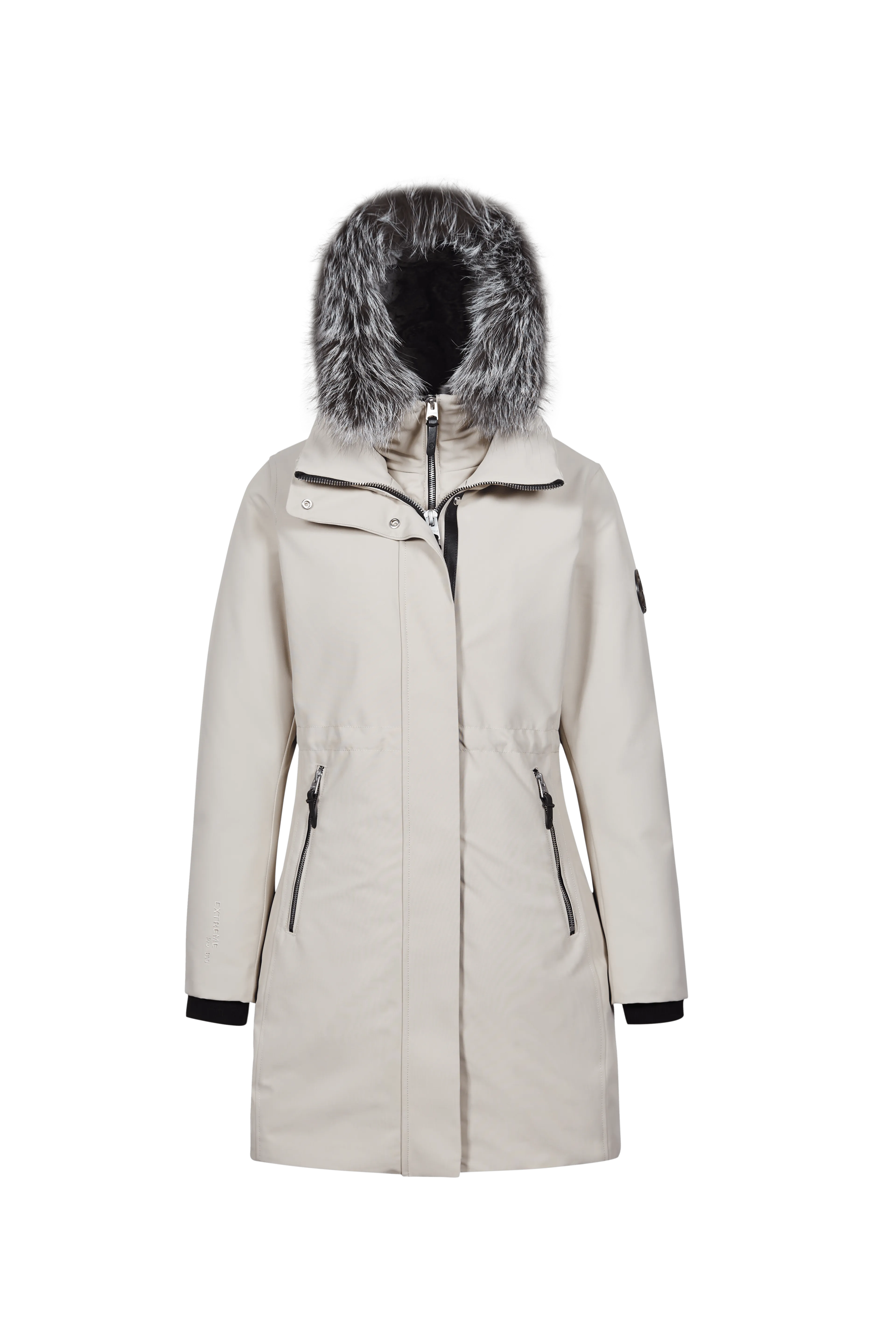 Mid-Length Goose Down Trench With Fur