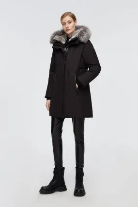 Mid-Length Goose Down Trench With Fur