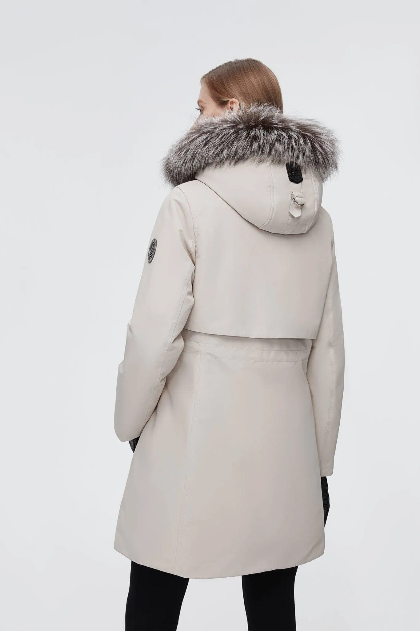 Mid-Length Goose Down Trench With Fur