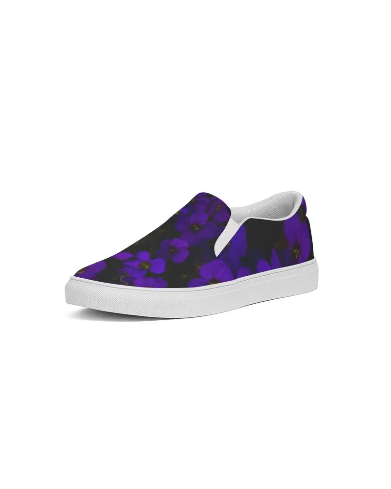 Midnight Purple Floral Women's Slip-On Canvas Shoe