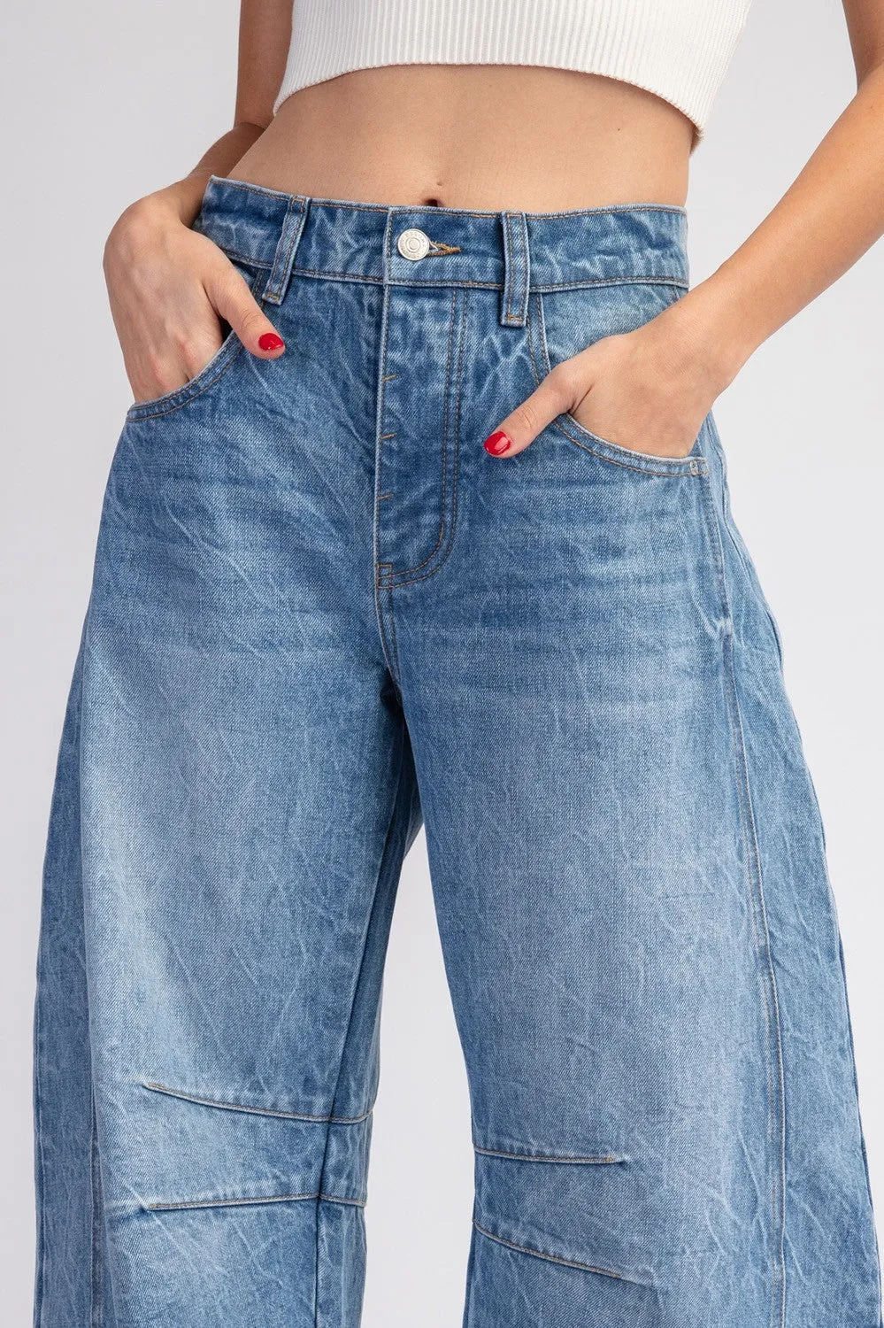 MINERAL WASHED BARREL JEANS