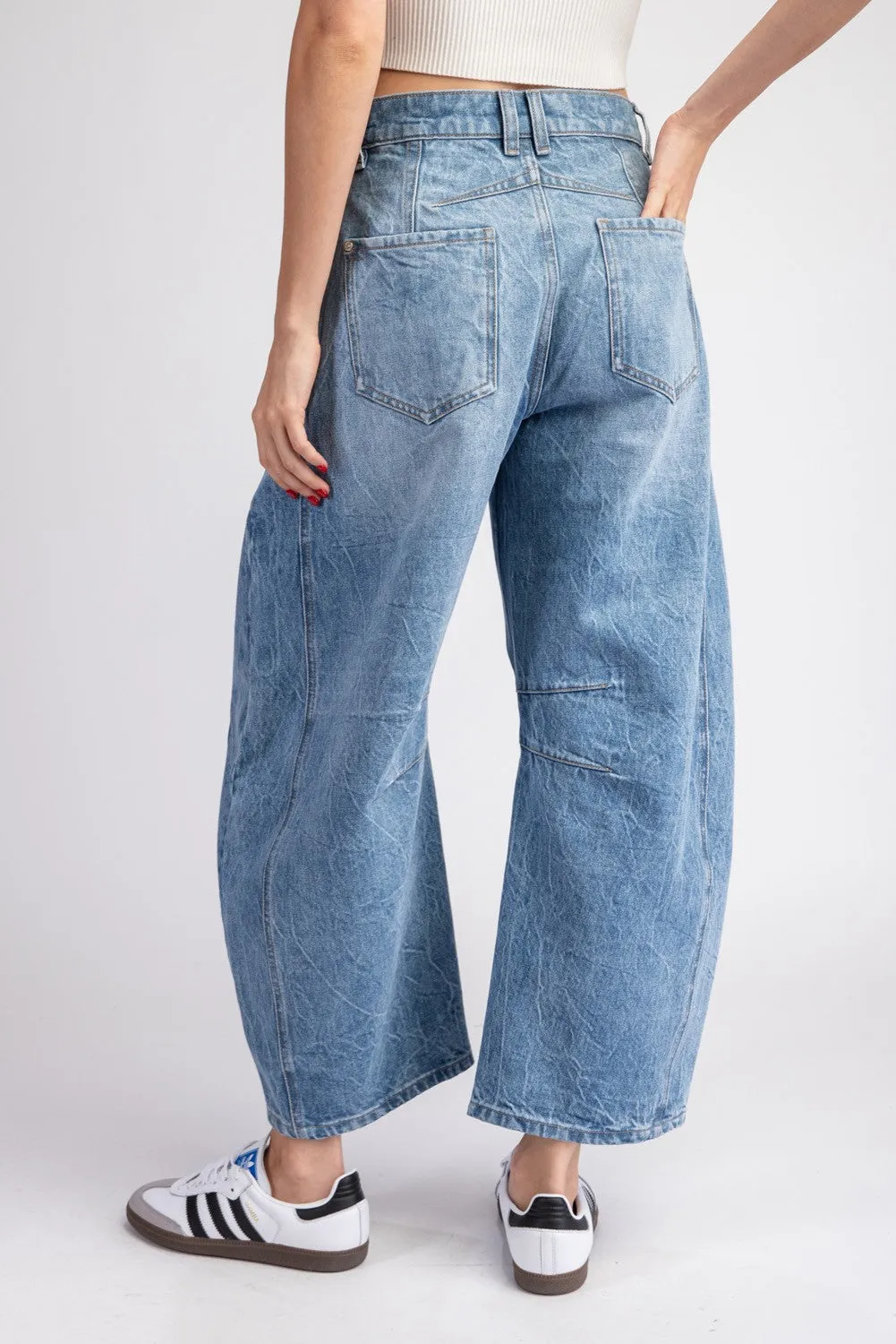 MINERAL WASHED BARREL JEANS