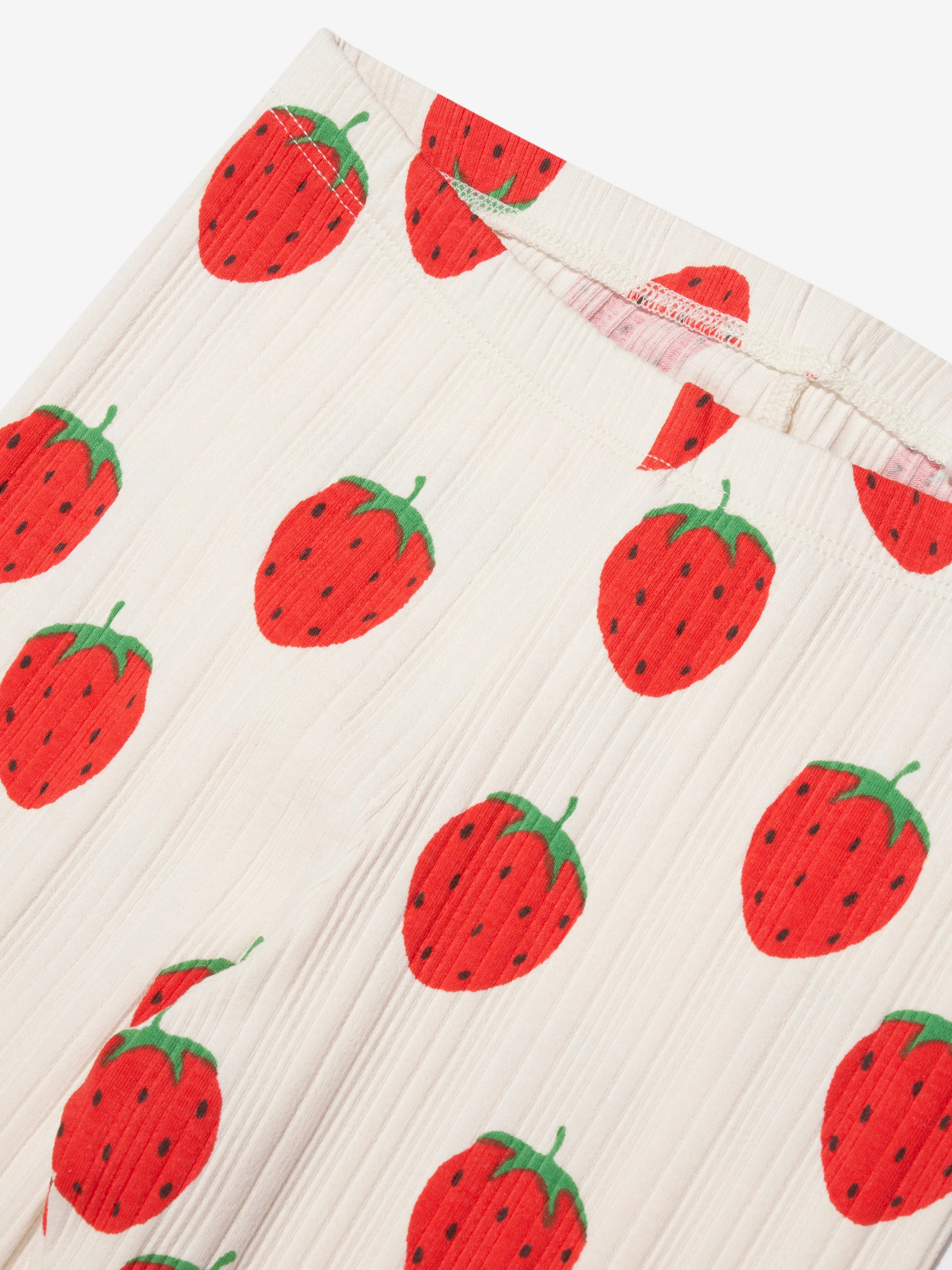 Mini Rodini Girls Organic Cotton Strawberry Leggings In White