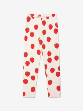 Mini Rodini Girls Organic Cotton Strawberry Leggings In White